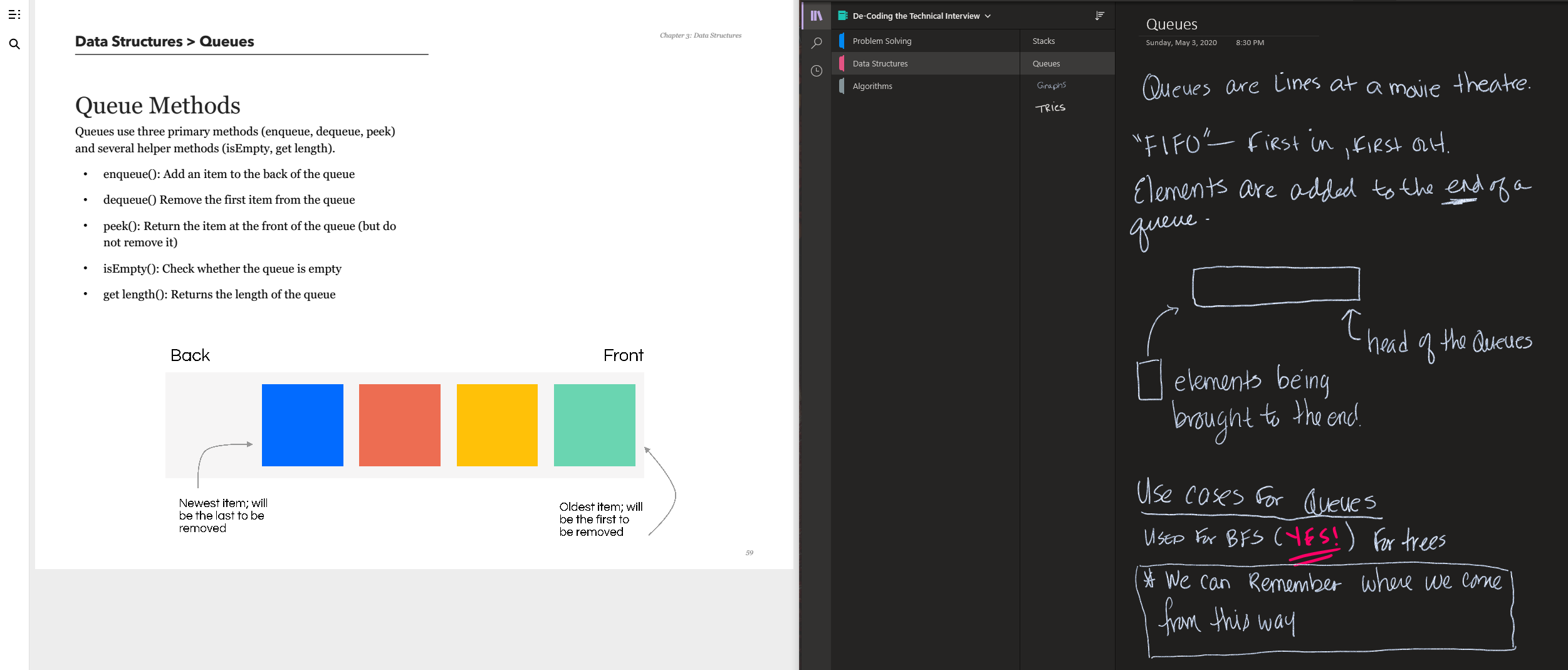 Screenshot of the study layout I used. Half the screen is Kindle the other half is One Note.